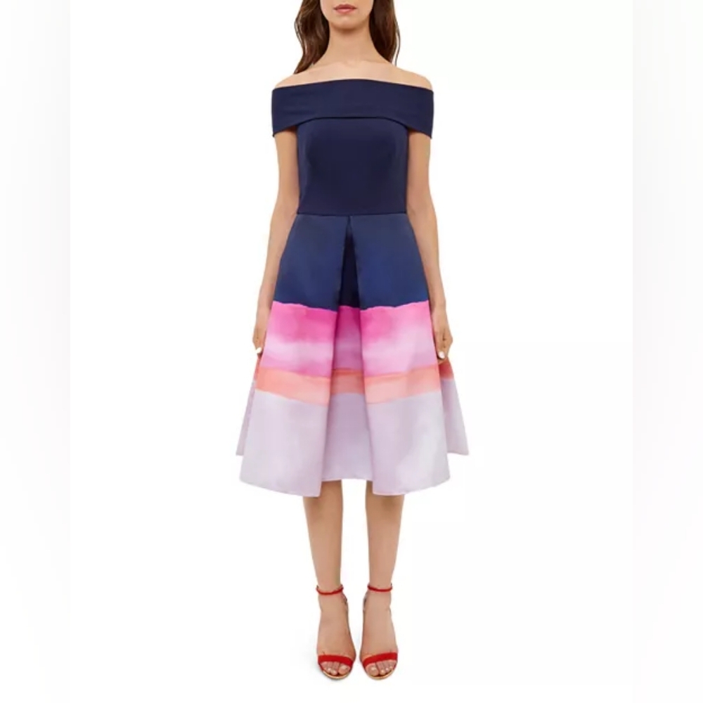 NWT Ted Baker London Off Shoulder Midi Dress Size 4